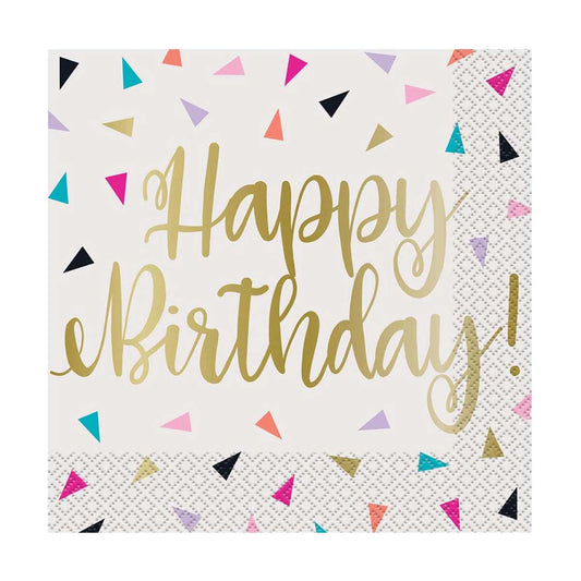 321 Party! Foil Gold Triangle Confetti Birthday Luncheon Napkins, 20 ct