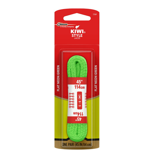 KIWI Flat Laces, Neon Green, 45", 1 pair