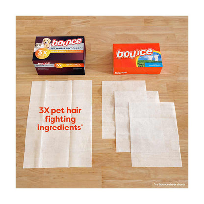 Bounce Pet Hair and Lint Guard Mega Dryer Sheets with 3X Pet Hair Fighters, Fresh Scent, 130 Count, Bounce Dryer Sheets, Pet Hair Remover for Laundry