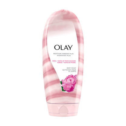 Olay Moisture Ribbons Plus Body Wash, Shea & Peony Blossom, 18 fl oz