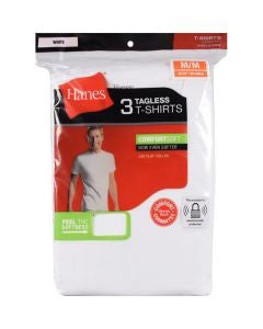 Hanes Men's Tagless White T-shirts, Small, 3 pk