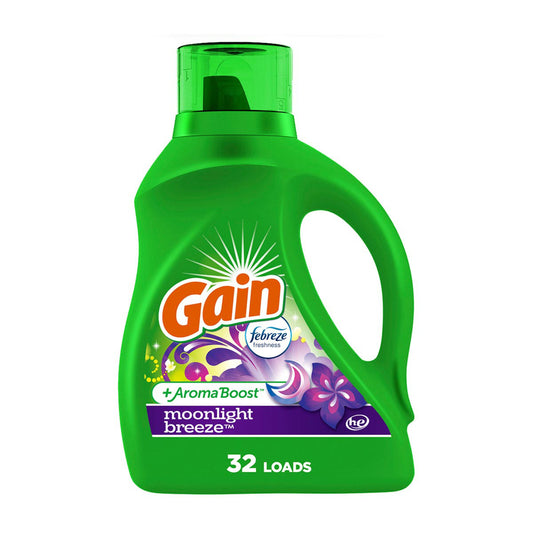 Gain Liquid Laundry Detergent, Moonlight Breeze Scent, 46 fl oz, 32 loads, Freshness + Odor Fighting, Laundry Detergent Liquid Soap, HE compatible