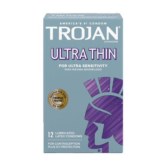 Trojan Ultra Thin Lubricated Latex Condoms, 12 ct