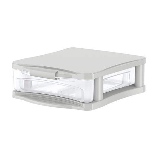 Bella Storage Solution 8-Quart Locking Drawer, Clear with Gray Accents