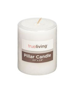 True Living White Pillar Candle