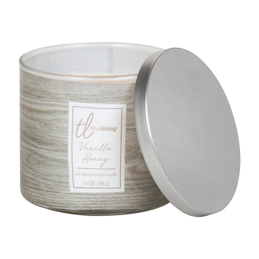 True Living 3-Wick Candle, Vanilla Honey, 14 oz