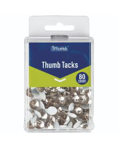 Office Hub Thumb Tacks, 80 ct