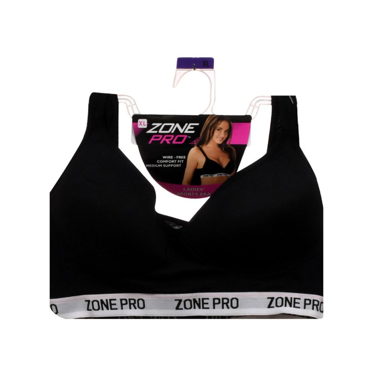 Zone Pro Black Wire-Free Sports Bra, Size XL