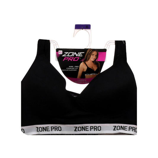 Zone Pro Black Wire-Free Sports Bra, Size XL