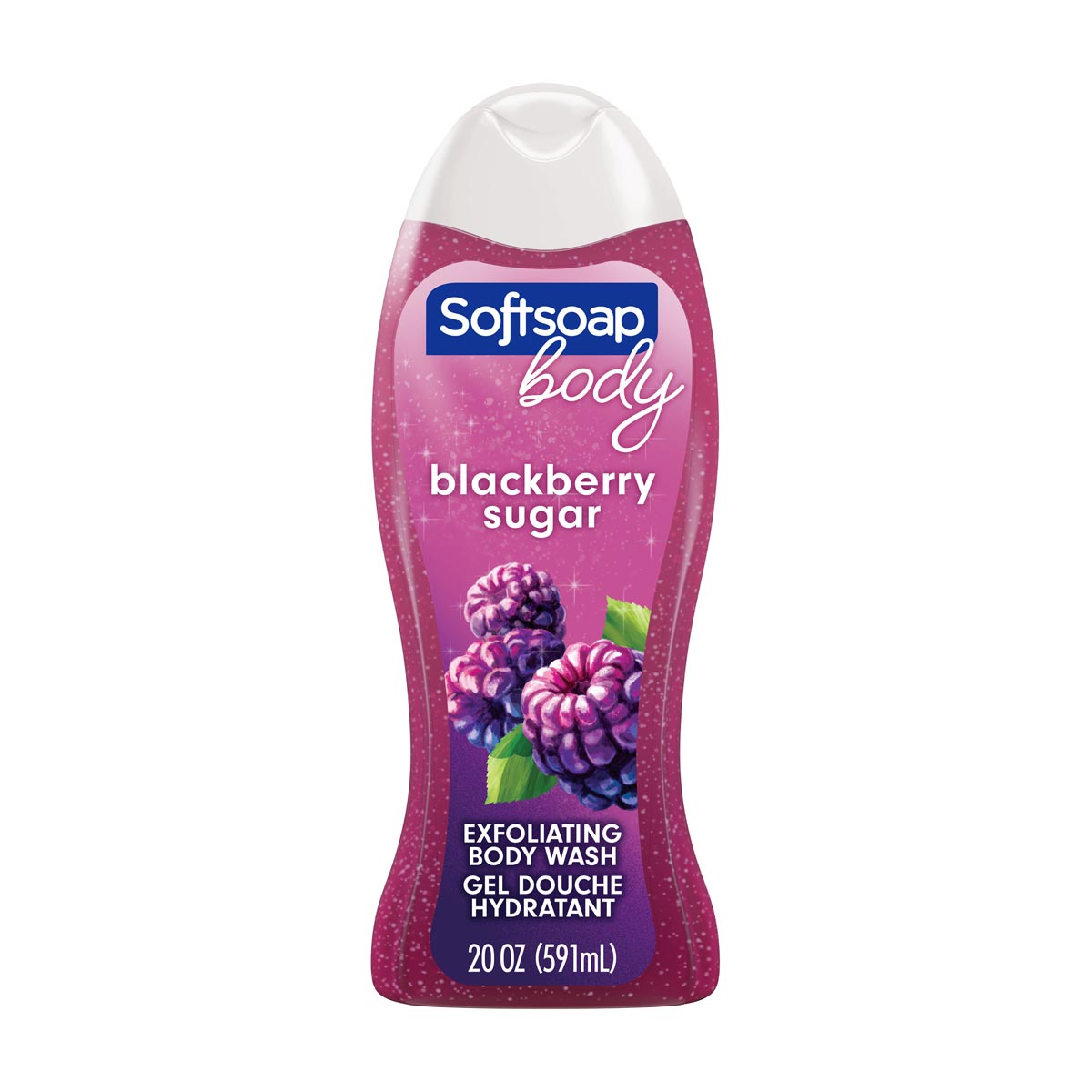 Softsoap Body Blackberry Sugar Exfoliating Body Wash, 20 oz