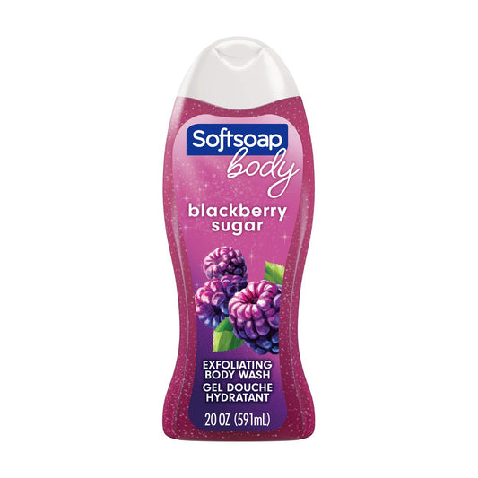 Softsoap Body Blackberry Sugar Exfoliating Body Wash, 20 oz