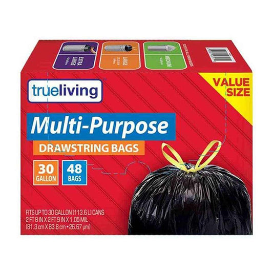True Living Drawstring Trash Bag 30 gal, 48 ct