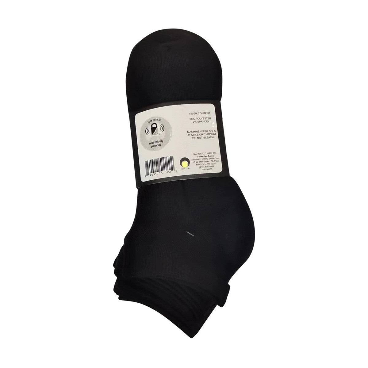 Ladies Black Ankle Socks, 12 ct