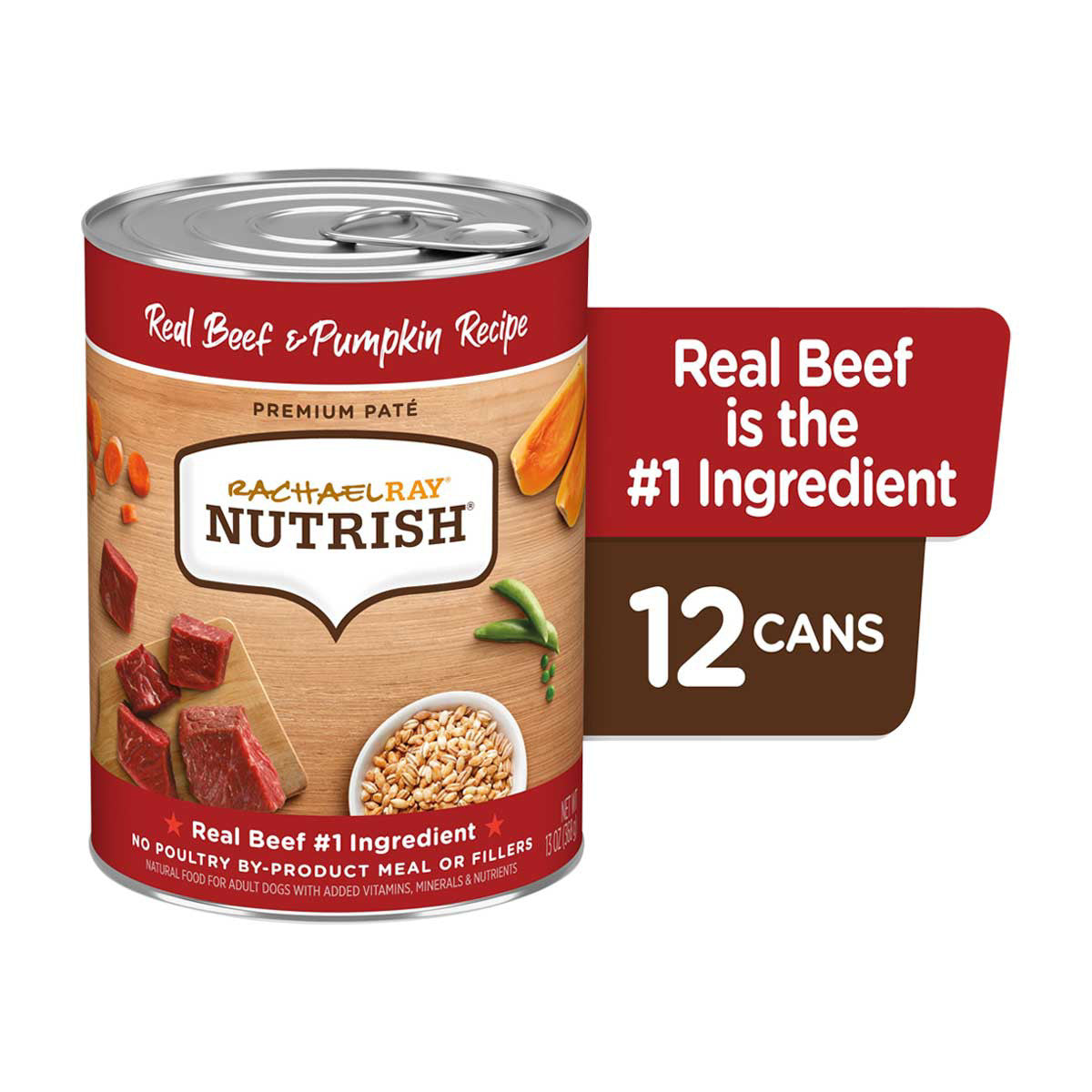 Rachael Ray Nutrish Real Beef & Pumpkin Recipe Premium Paté Wet Dog Food, 13 oz