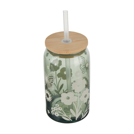 Stylish Glass Tumbler with Lid and Straw, Assorted