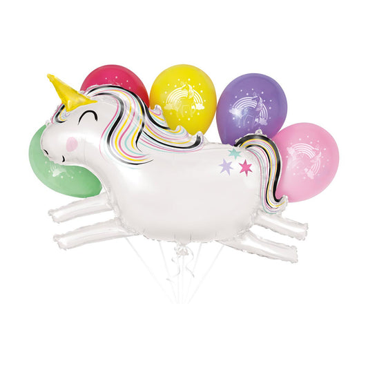 321 Party! Giant Foil Unicorn & Latex Balloon Bouquet Kit, 6 pc