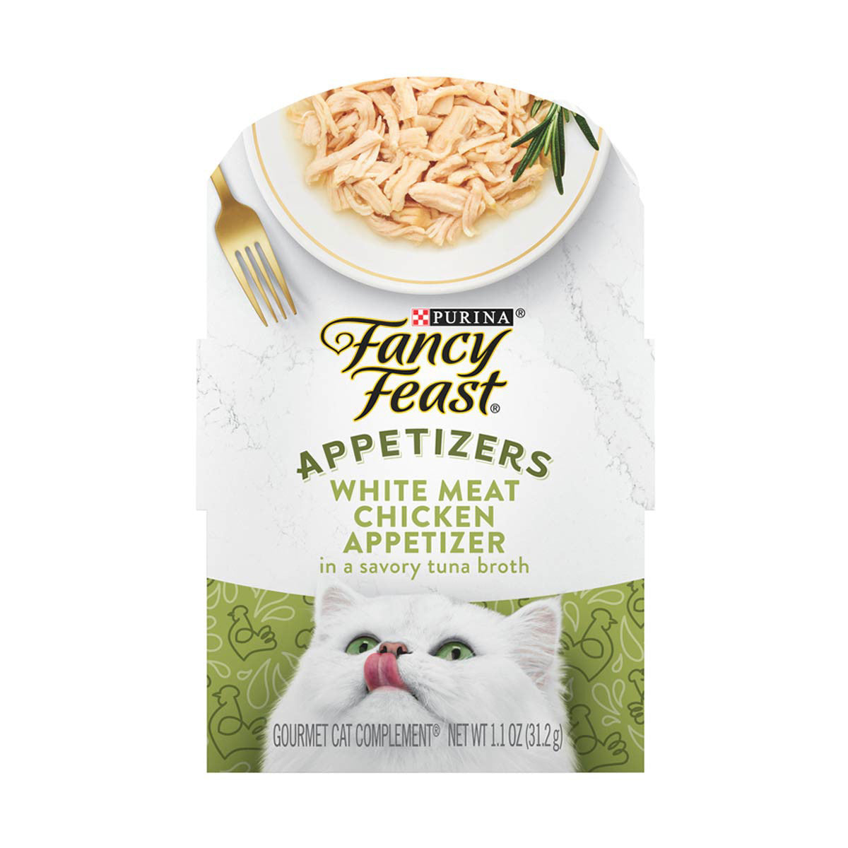 Fancy Feast Appetizers White Meat Chicken in a Savory Tuna Broth Wet Cat Food Complement, 1.1 oz