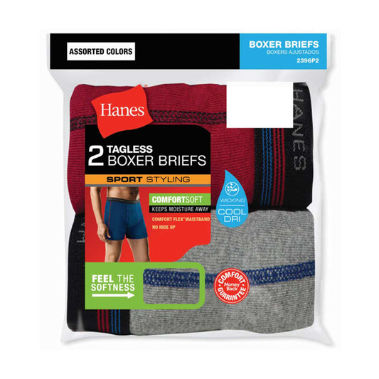 Hanes Men's Sport Styling Tagless Boxer Briefs, XL, 2 pk