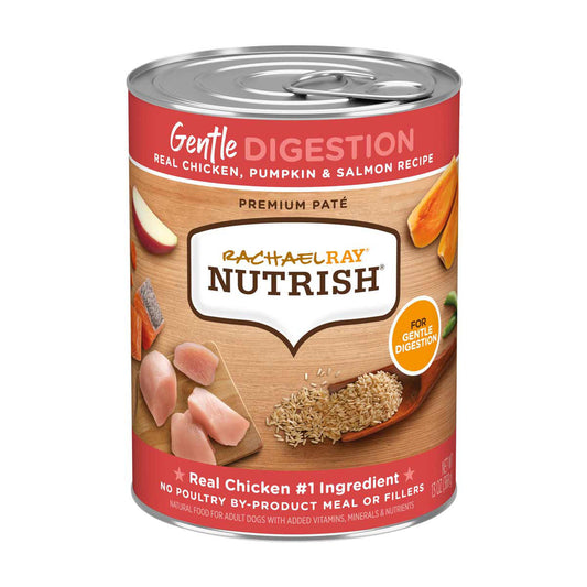 Rachael Ray Nutrish Gentle Digestion Real Chicken, Pumpkin & Salmon Recipe Premium Paté Wet Dog Food, 13 oz