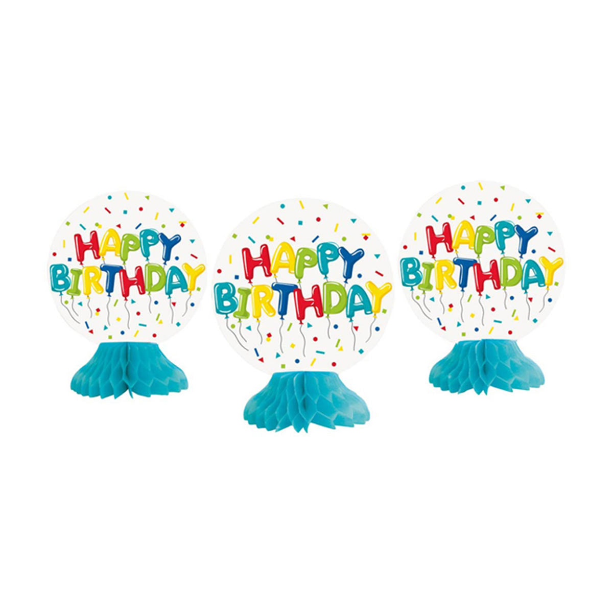 321 Party! Mini Colorful Balloon Birthday Centerpiece Decorations, 3 ct