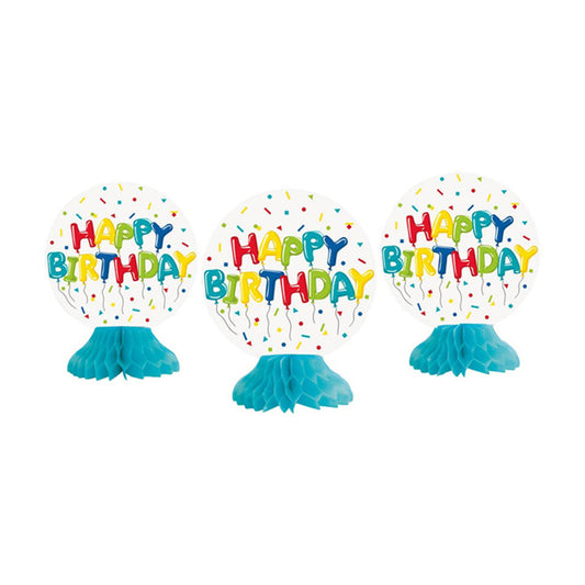 321 Party! Mini Colorful Balloon Birthday Centerpiece Decorations, 3 ct
