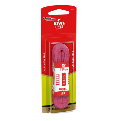 KIWI Flat Laces, Neon Pink, 45", 1 pair