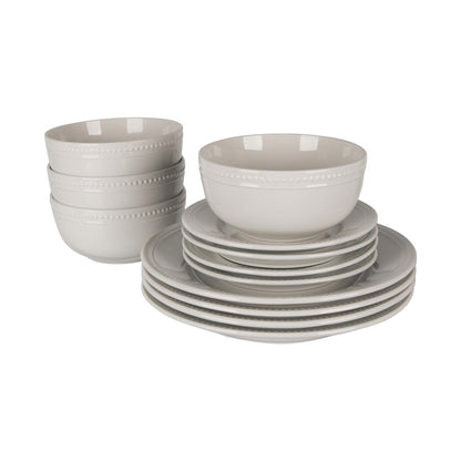 True Living Dinnerware Set, White, 12 pcs