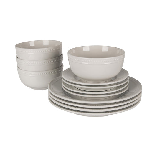 True Living Dinnerware Set, White, 12 pcs