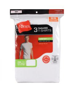 Hanes Men's Tagless White T-shirts, Medium, 3 pk