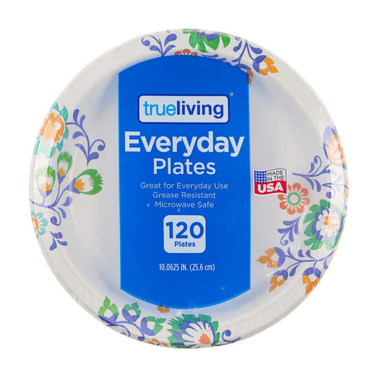True Living Round Everyday Plates, 120 ct