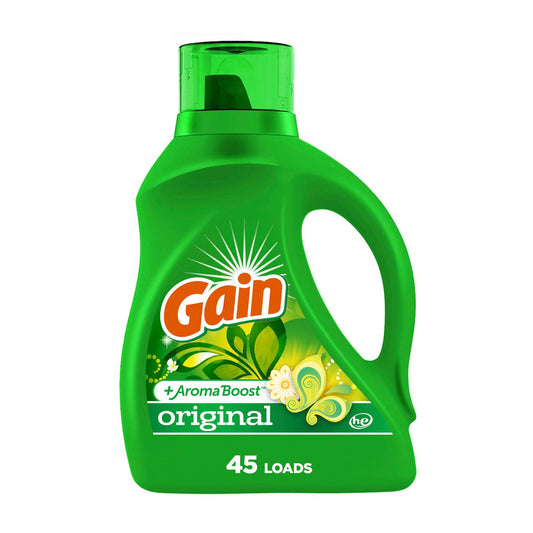 Gain Liquid Laundry Detergent, Original Scent, 65 fl oz, 45 loads, Freshness + Odor Fighting, Laundry Detergent Liquid Soap, HE compatible
