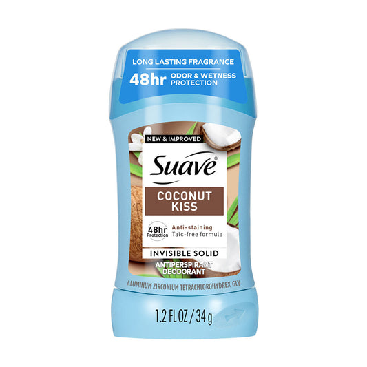 Suave Invisible Solid Antiperspirant Deodorant For Women, Coconut Kiss, 1.2 oz