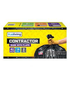 True Living 42-Gallon Contractor Bags with Flaps, 14 ct