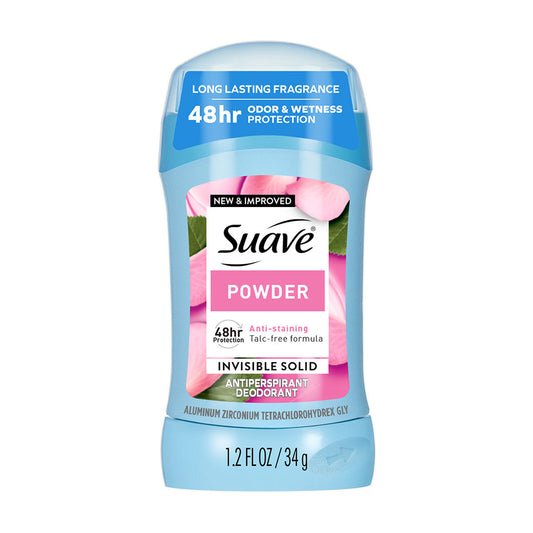 Suave Invisible Solid Antiperspirant Deodorant For Women, Powder, 1.2 oz