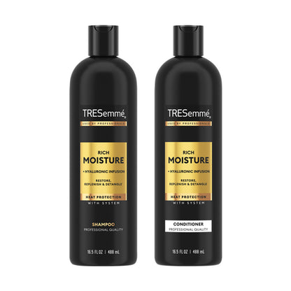 TRESemmé Rich Moisture Heat Protection Shampoo and Conditioner Set, 16.5 fl oz Bottles, 2 ct