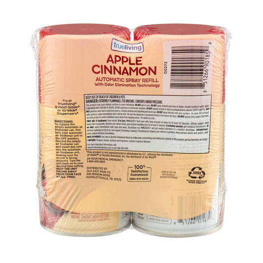 True Living Automatic Spray Refill, Apple Cinnamon, 2 ct