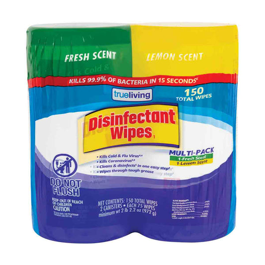 TrueLiving Disinfectant Wipes Fresh Scent and Lemon Scent Multi-Pack, 2 ct