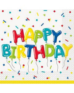 321 Party! Colorful Balloon Birthday Luncheon Napkins, 16 ct