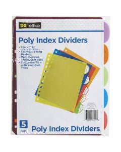 Office Hub Poly Index Dividers, 5 ct