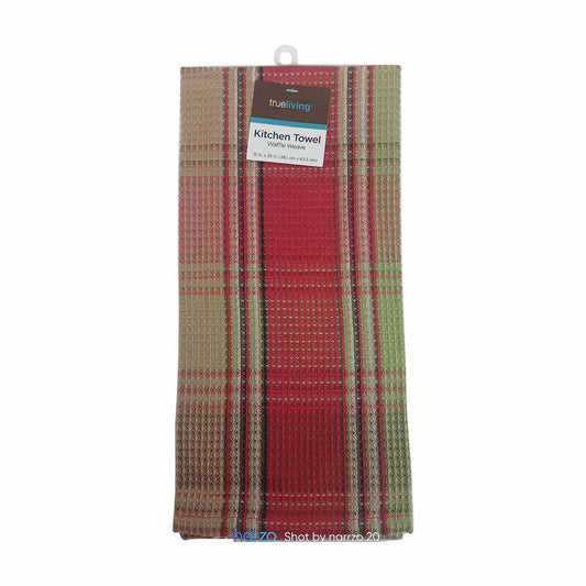 True Living Waffle Weave Kitchen Towel, Assorted