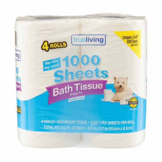 True Living Bath Tissue Rolls, 4 ct