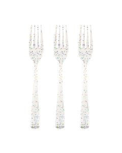 321 Party! Rainbow Glitter Plastic Forks, 18 ct