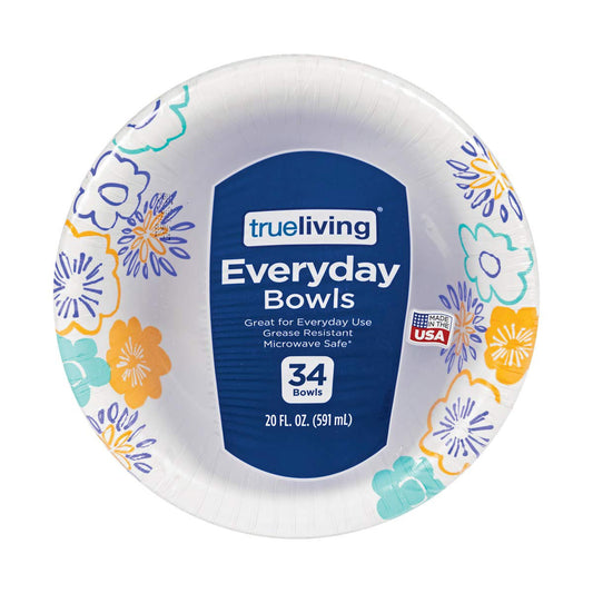 True Living Everyday Bowls, 20 oz, 34 ct