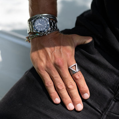 Triangle Ring with Black Diamond