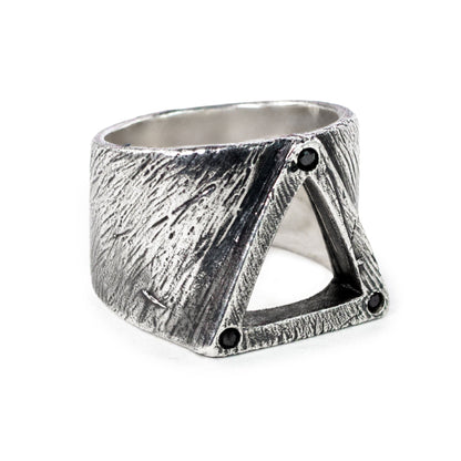 Triangle Ring with Black Diamond