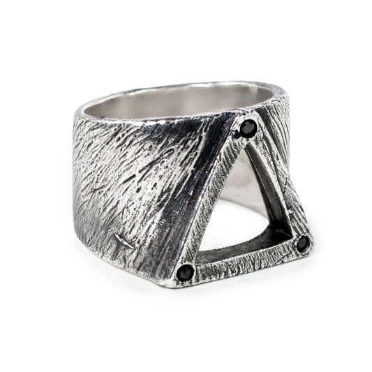 Triangle Ring with Black Diamond